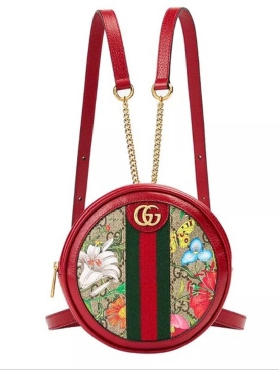 Gucci Handbags - Gucci Red Floral Round Crossbody Backpack